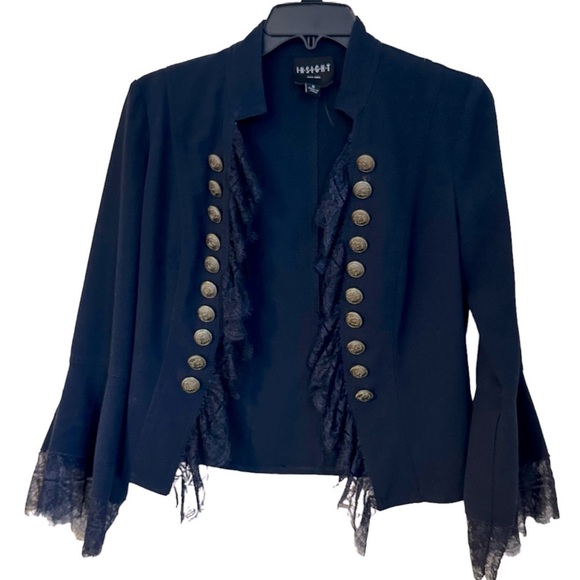 Insight Jackets & Blazers - Insight Military Style Open Front Navy Blazer Shoulder Pads Gold Buttons Size 6